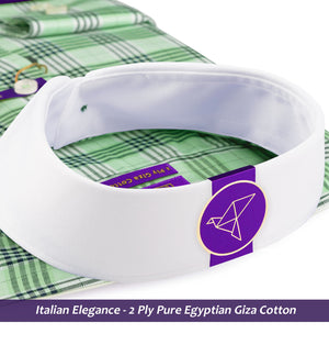 Vagator- Mint Green & White Check- White Collar