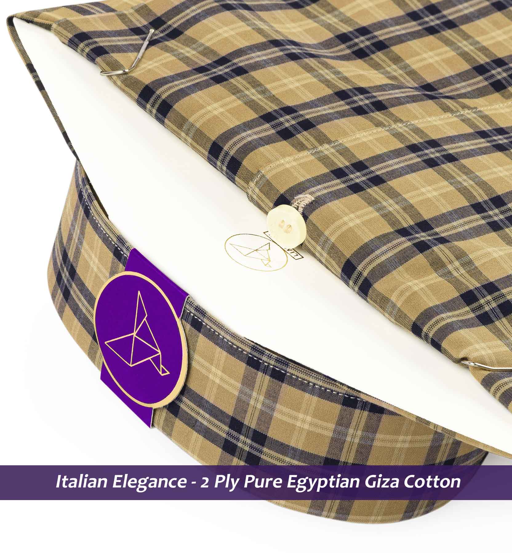 Salisbury- Beige & Navy Check- Button Down