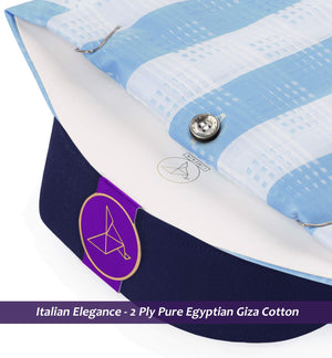 Berkeley- Cerulean Blue & Turquoise Check- Navy Collar
