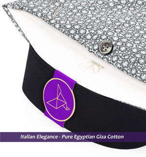 Agrinio- Flint Grey & White Print- Black Collar