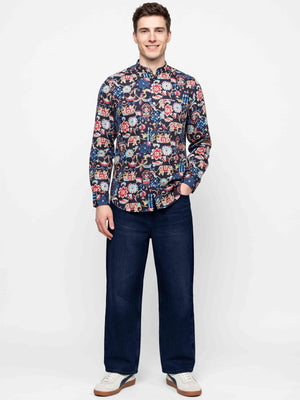 Osaka- Navy & Beige Magical Print