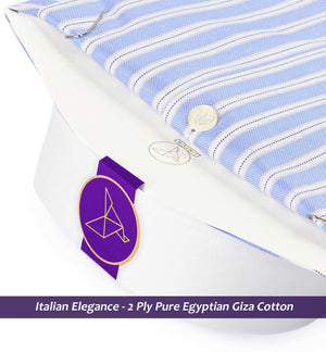 Coronado- Azure Blue & Navy Stripe- White Collar