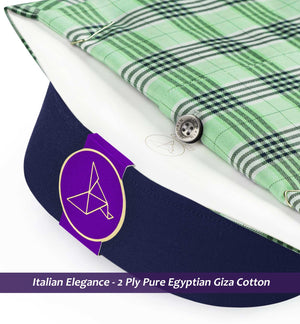 Regina- Mint Green & White Check- Navy Collar