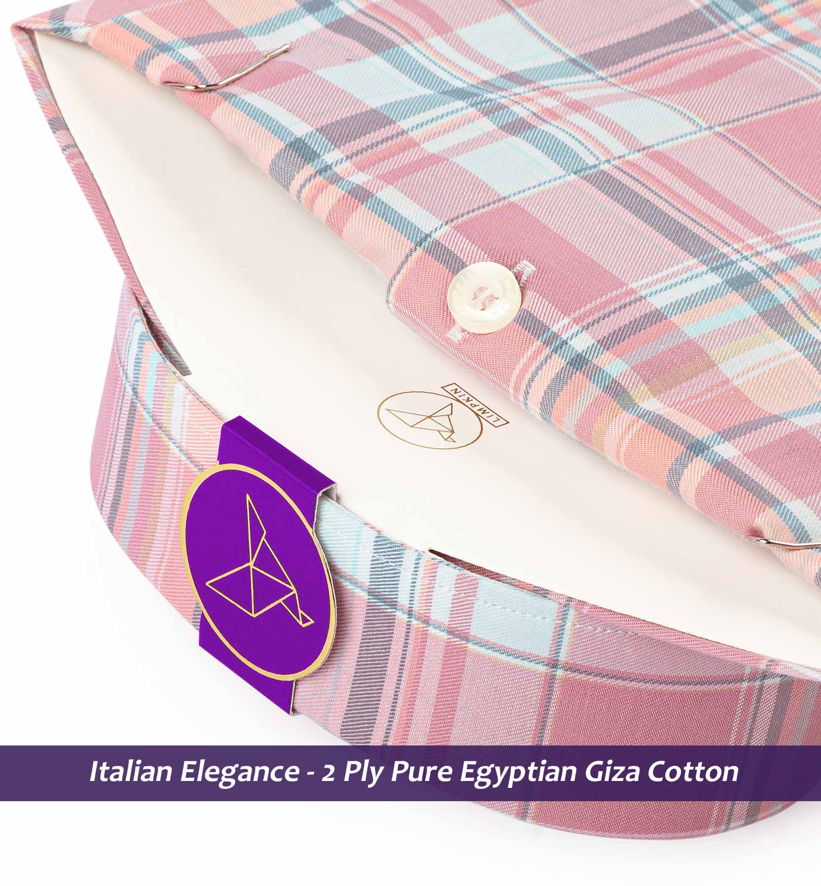 Logrono- Carnation Pink & Blue Check- Button Down