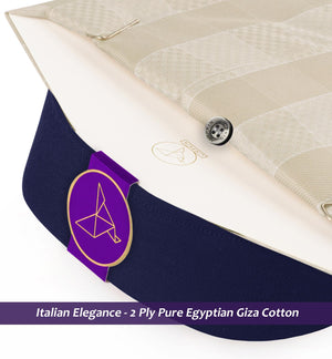 Moreno- Cream & Beige Check- Navy Collar