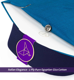 Amiens- Prussian Blue Solid- Navy Collar