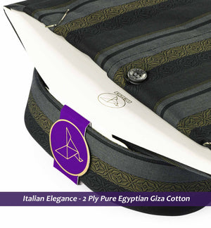 Fribourg- Grey & Beige Motif Stripe