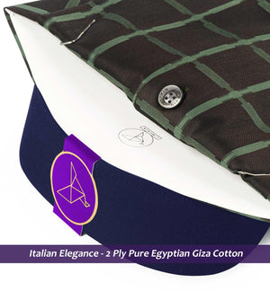 Palestro- Cedar Brown & Green Check- Navy Collar