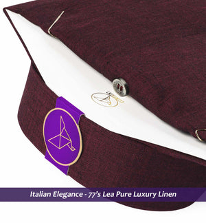 Portugal- Burgundy Solid Linen- 77's Lea Pure Luxury Linen