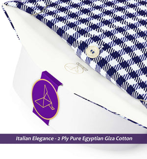 Madrid- Navy & Sky Blue Check- White Collar