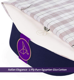 Portugal- Mulberry Burgundy & White Check- Navy Collar