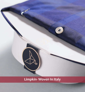Venice- Indigo Blue & Navy Check- White Collar
