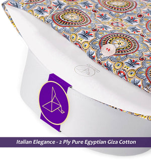 Toulouse- Grey & Burgundy Print- White Collar