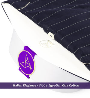 Corsico- Navy & White Stripe- White Collar