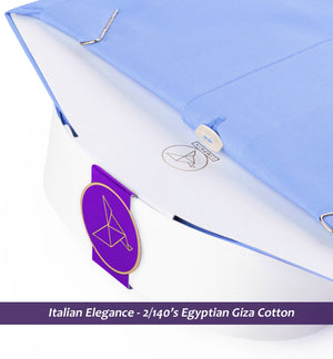 Wembley- The Best Azure Blue- White Collar- 2/140 Egyptian Giza Cotton-  Delivery from 5th May