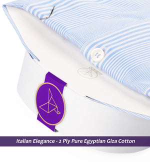 Cleveland- Azure Blue & White Stripe- White Collar