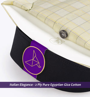 Postiano- Daffodil Yellow & Navy Check- Black Collar