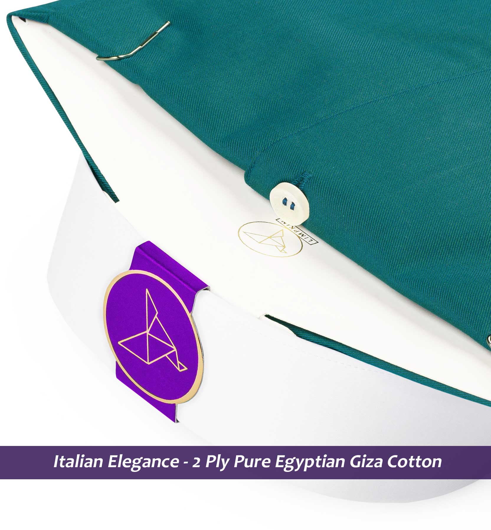 Fontana- Empress Teal Solid Twill- White Collar