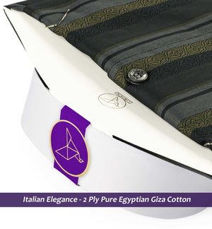 Pittsburgh- Grey & Beige Stripe- White Collar