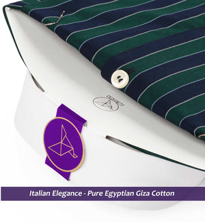 Oregon- Pine Green & Navy Stripe- White Collar