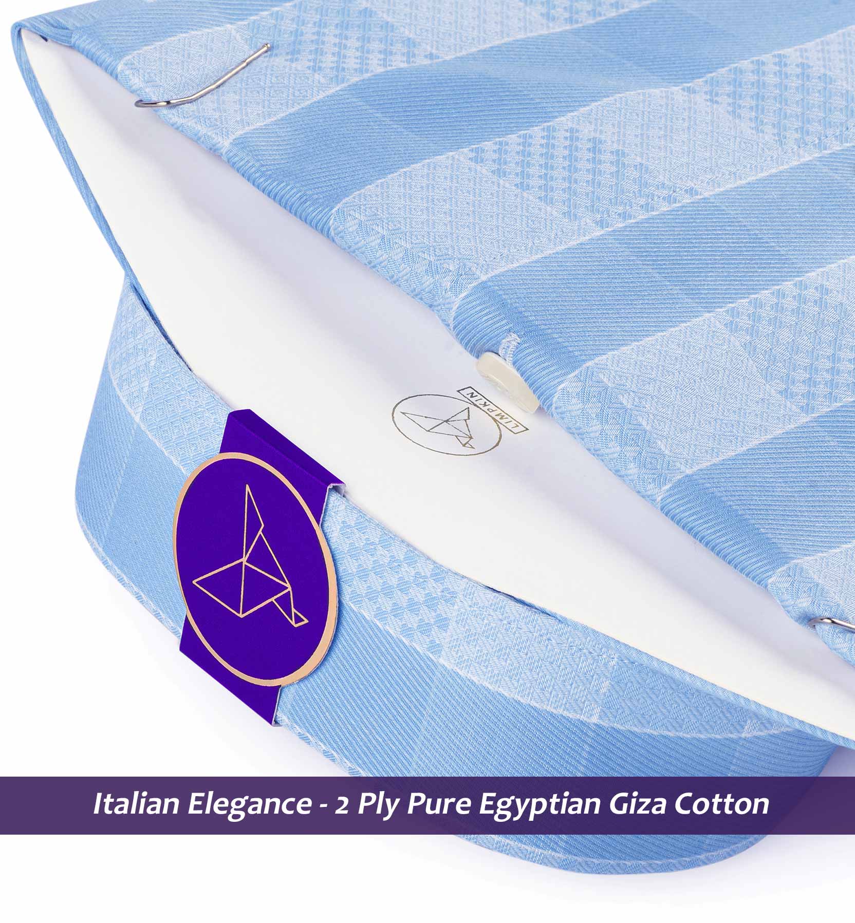 Cortland- Azure Blue & White Check- 2 Ply Egyptian Giza Cotton- Delivery from 28th August