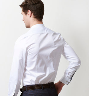 Vatican- Pristine Pure White with Print- Mandarin Collar
