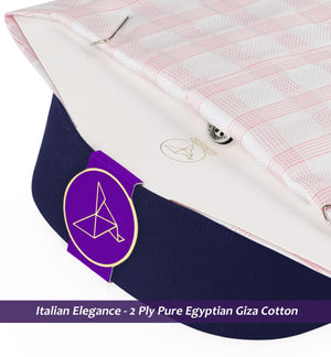 Denmark- Flamingo Pink & White Check- Navy Collar