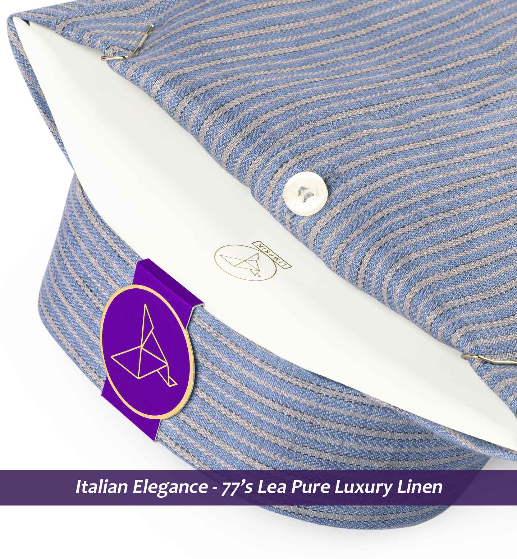 Nevada- Flint Grey & Beige Stripe Linen- 77's Lea Pure Luxury Linen