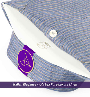 Nevada- Flint Grey & Beige Stripe Linen- 77's Lea Pure Luxury Linen