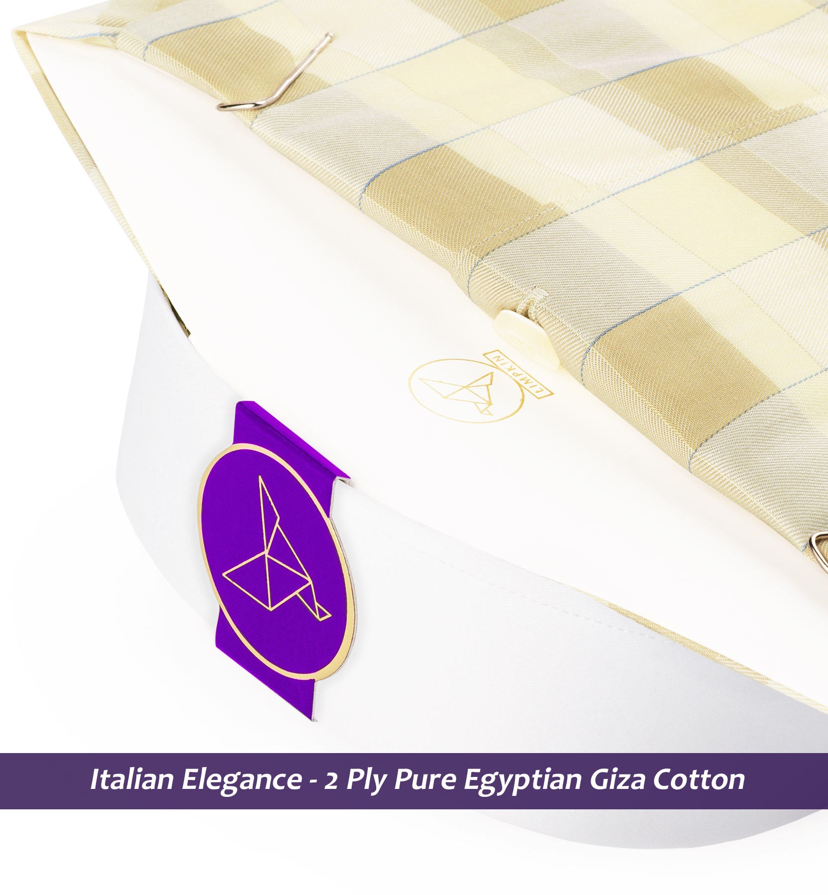 Cairoli- Daffodil Yellow & Beige Check- White Collar