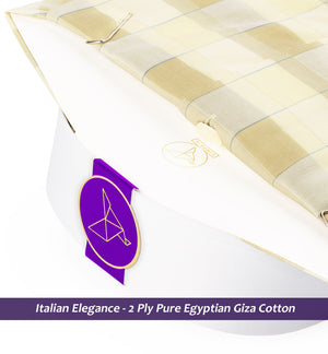 Cairoli- Daffodil Yellow & Beige Check- White Collar