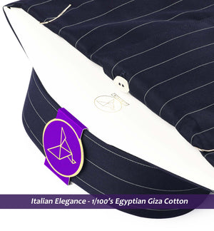 Denver- Navy & White Stripe- 1/100 Egyptian Giza Cotton