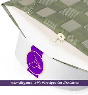 Legnano- Moss Green & Beige Check- White Collar