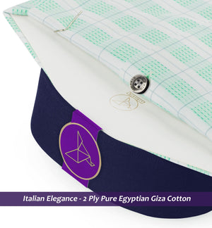 Brighton- Emerald Green & White Check- Navy Collar