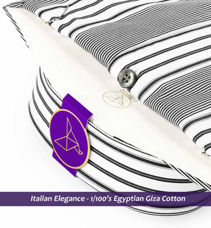 Montford- Black & White Stripe- 1/100 Egyptian Giza Cotton