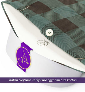 Palermo- Emerald Green & Brown Check- White Collar