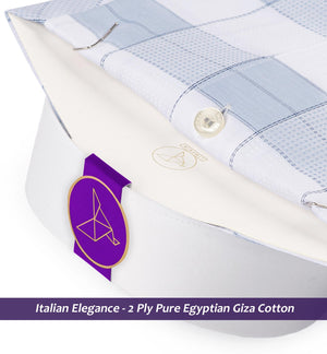 Arosa- Flint Grey & Navy Check- White Collar