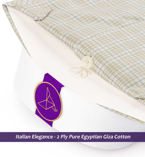 Dublin- Beige & Moss Green Check- White Collar