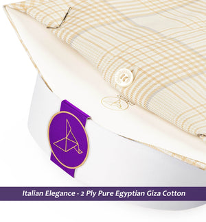 Warsaw- Beige & Grey Check- White Collar