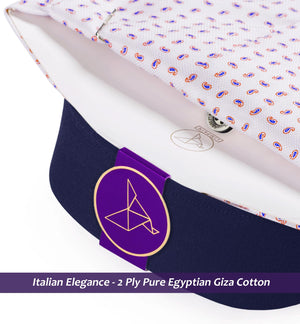 Preston- Blue & Red Paisley Print- Navy Collar