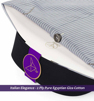 Porus- Cloud Grey & White Stripe- Black Collar