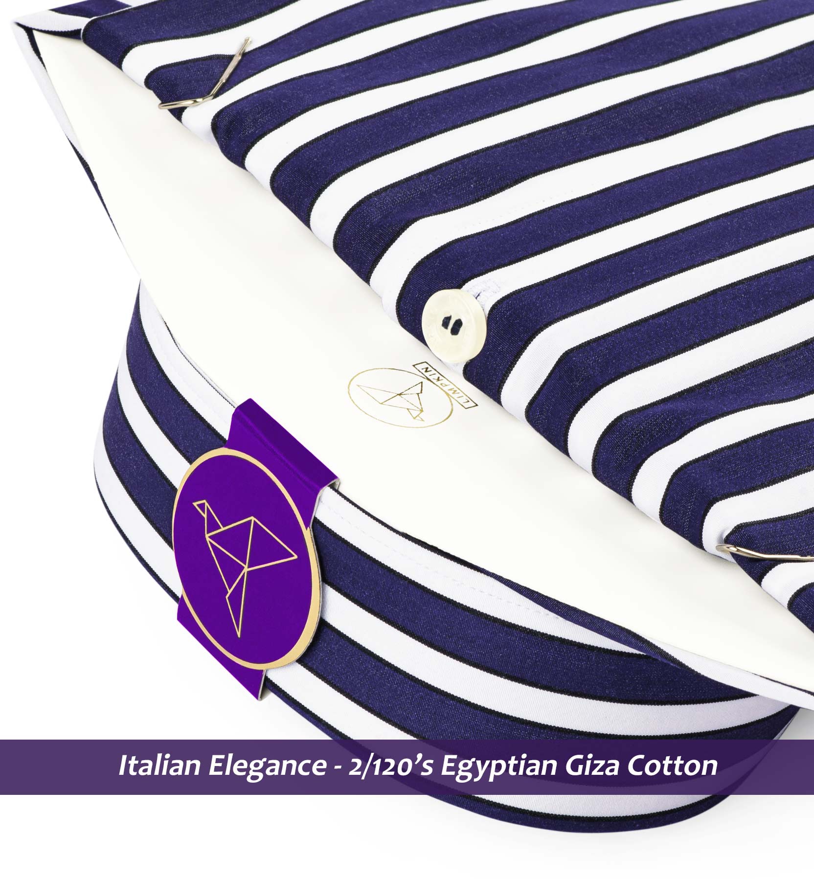 Manhattan- Navy & White Stripe- 2/120 Egyptian Giza Cotton