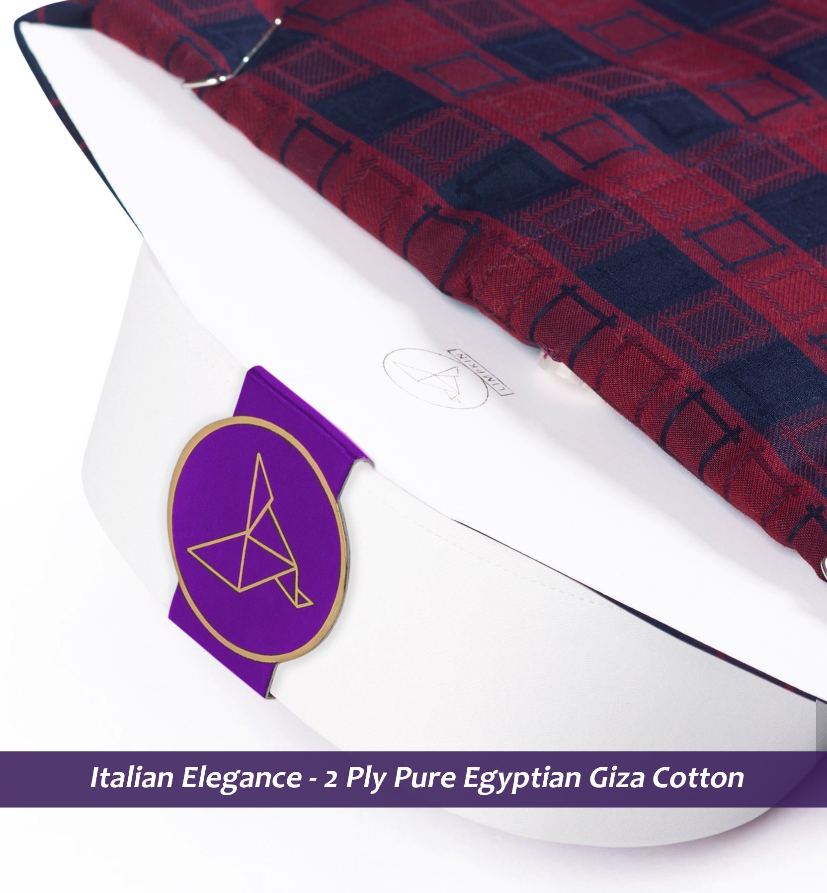 Luton- Burgundy & Navy Check- White Collar