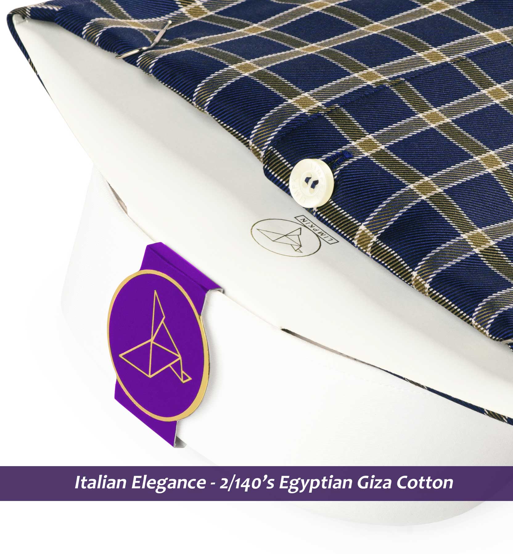 Luxor- Navy & Moss Green Check- White Collar