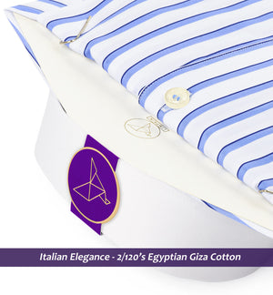 Moncler- Azure Blue & Navy Stripe- White Collar