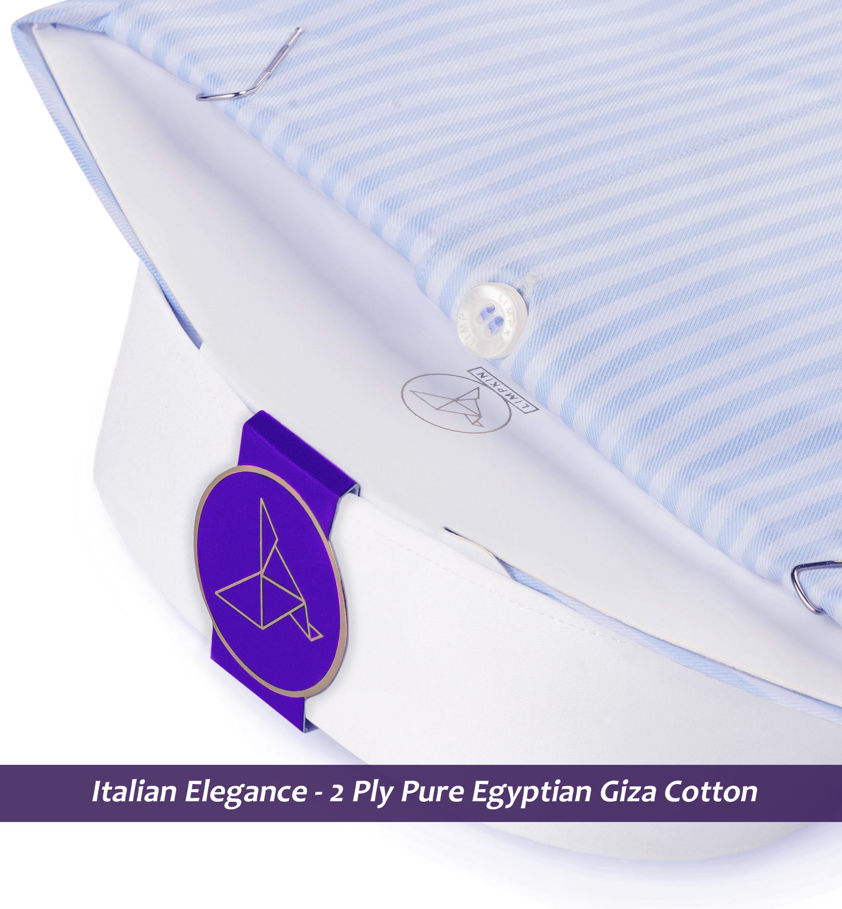 Romania- Azure Blue & White Stripe- White Collar