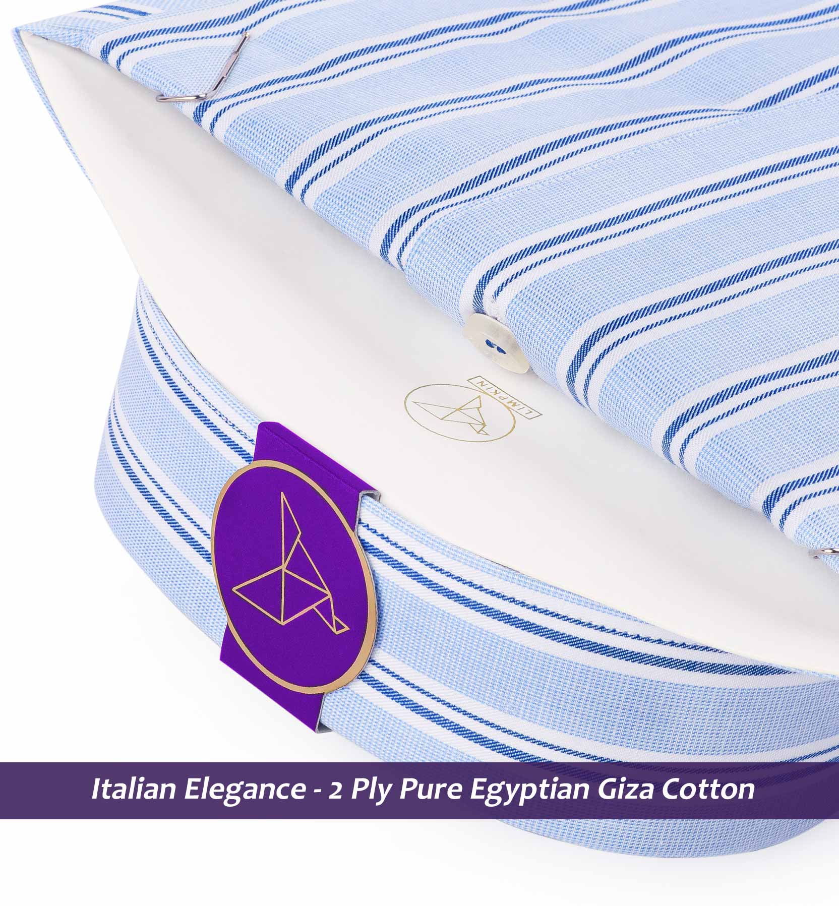 Petersburg- Azure Blue & White Stripe