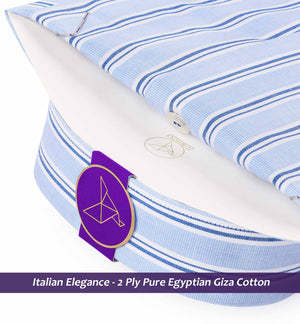 Petersburg- Azure Blue & White Stripe