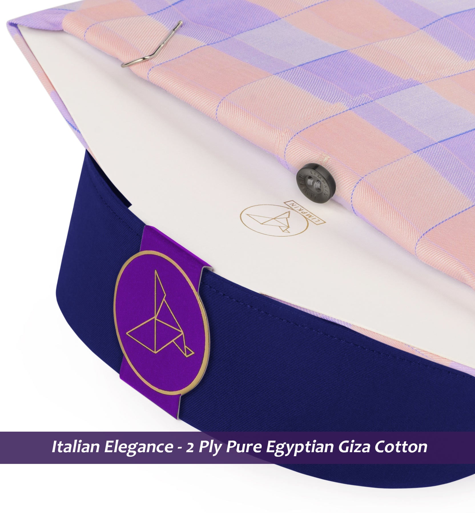 Postiano- Flamingo Pink & Lilac Check- Navy Collar