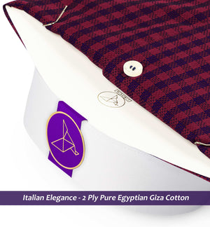 Lisbon- Burgundy & Navy Check- White Collar